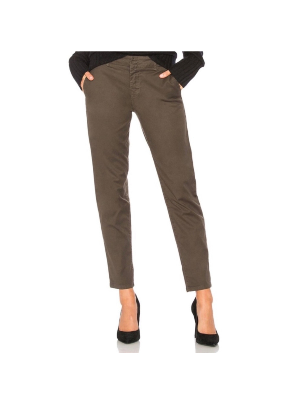 Vince Surplus Olive Green Classic Chino Pants Women's Size 25 Elevated Basic